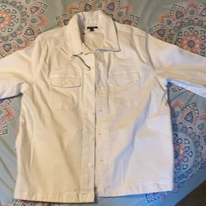 Men’s Large Express White denim coat. Never worn